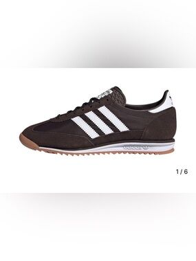 adidas Women’s Brown Sneakers with White Stripes and Gum Sole